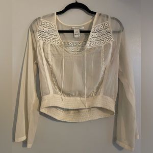 American Rag Hippie/Boho Cream Blouse Size:L